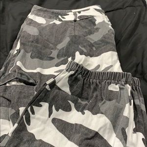 Grey Camo Cargo Pants